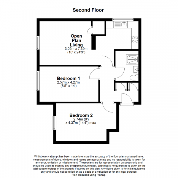 Floor Plan Image for 2 Bedroom Flat for Sale in Rutland Avenue, Slough