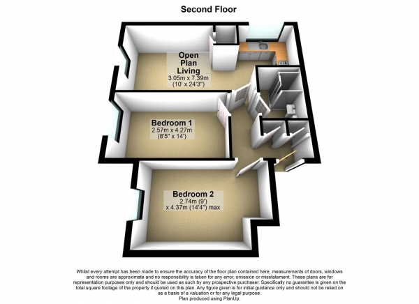 Floor Plan Image for 2 Bedroom Flat for Sale in Rutland Avenue, Slough