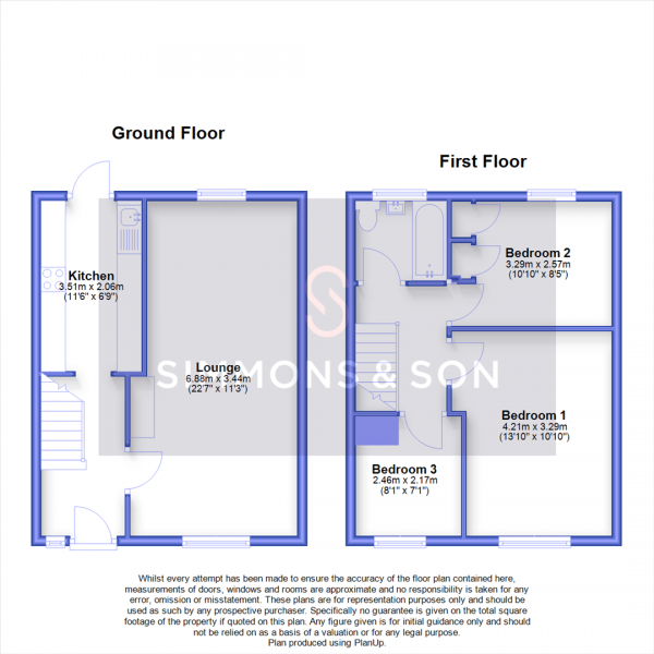 Floor Plan for 3 Bedroom Terraced House for Sale in Monksfield Way, Slough, SL2, 1QS - Offers in Excess of &pound350,000