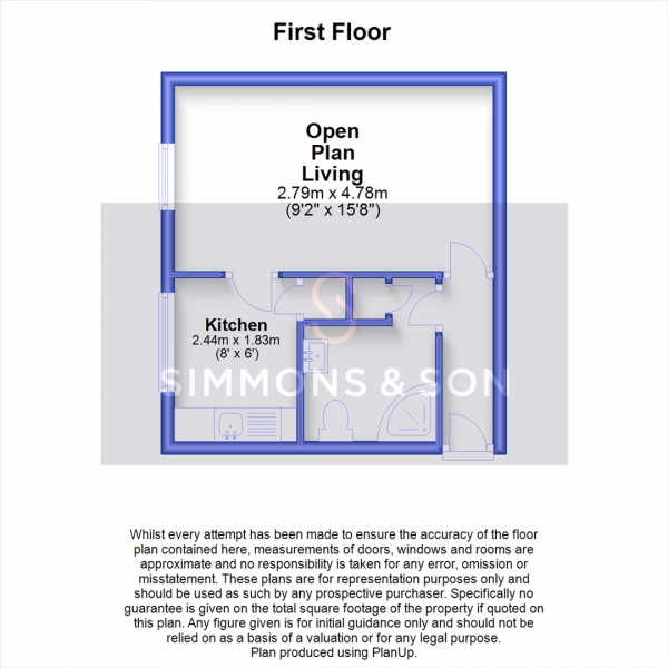 Floor Plan for Studio for Sale in Braemar Gardens, Slough, SL1, 9DD - Offers in Excess of &pound140,000