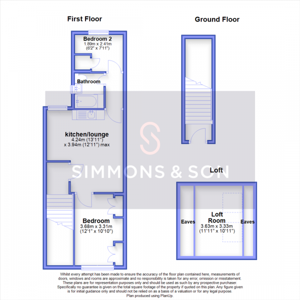 Floor Plan for 2 Bedroom Maisonette for Sale in Queens Road, Slough, SL1, 3QP - Guide Price &pound225,000