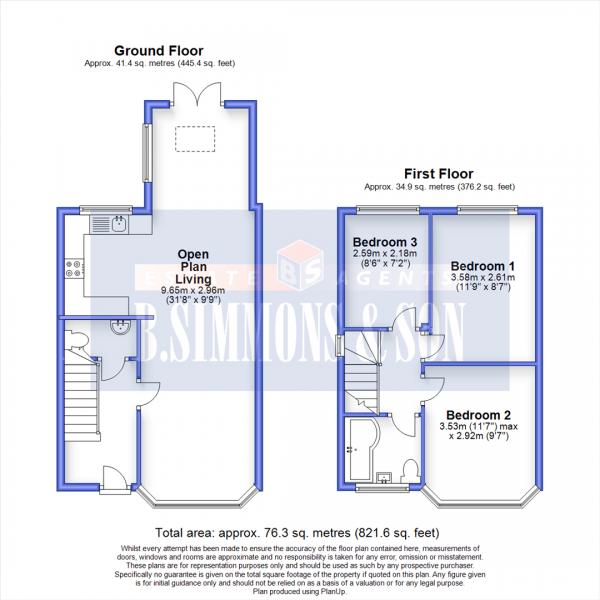 Floor Plan for 3 Bedroom Detached House to Rent in Lancaster Avenue, Slough, SL2, 1AU - £462 pw | £2000 pcm