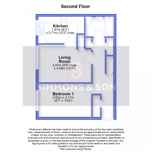 Floor Plan for 1 Bedroom Flat for Sale in Pennine Road, Slough, SL2, 1SQ - Offers in Excess of &pound190,000