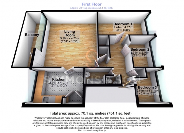 Floor Plan Image for 3 Bedroom Flat for Sale in Christian Square, Windsor