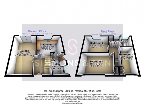 Floor Plan Image for 3 Bedroom Property for Sale in Berryfield, Slough