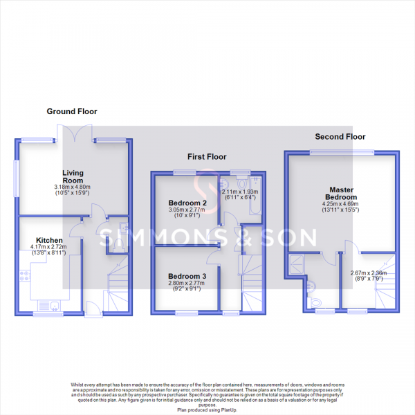 Floor Plan Image for 3 Bedroom End of Terrace House for Sale in Parliament Mews, St Laurence Way, Slough