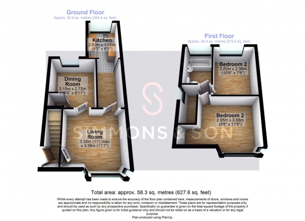 Floor Plan Image for 2 Bedroom End of Terrace House for Sale in Salt Hill Way, Slough