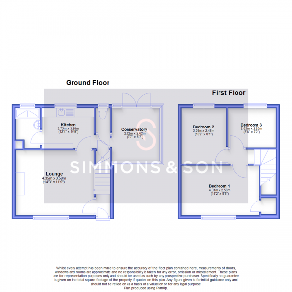 Floor Plan Image for 3 Bedroom End of Terrace House for Sale in Beaumont Road, Slough