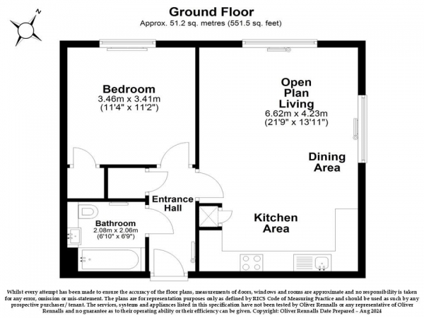 Floor Plan Image for 1 Bedroom Flat for Sale in 94 Rokesby Road, Slough