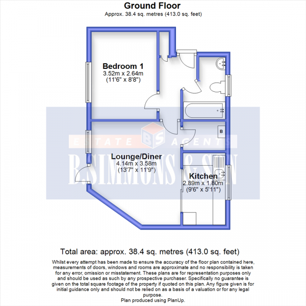 Floor Plan Image for 1 Bedroom Flat to Rent in Victoria Road, Slough SL2 5NE