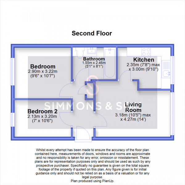 Floor Plan Image for 2 Bedroom Flat for Sale in Lovegrove Drive, Slough