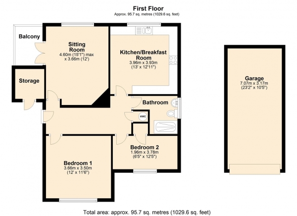 Floor Plan Image for 2 Bedroom Apartment for Sale in Sycamore Court, Pangbourne