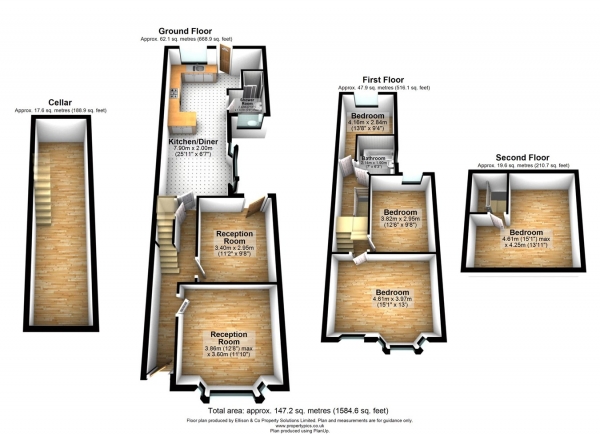 Floor Plan Image for 3 Bedroom Terraced House for Sale in Sibley Grove, Manor Park, London, E12