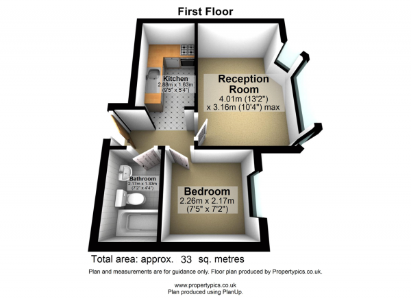 Floor Plan for 1 Bedroom Flat for Sale in Balfour Road, Ilford, IG1, IG1, 4JG - Guide Price &pound240,000