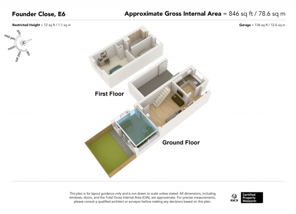 Floor Plan Image for 2 Bedroom End of Terrace House for Sale in Founder Close, Beckton, London, E6