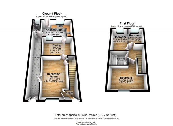 Floor Plan Image for 3 Bedroom End of Terrace House for Sale in Selsdon Road, Plaistow, London, E13