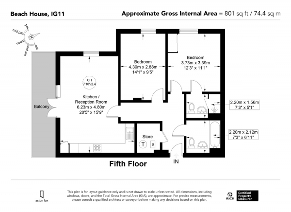 Floor Plan Image for 2 Bedroom Flat for Sale in Sackett Road, Barking, IG11