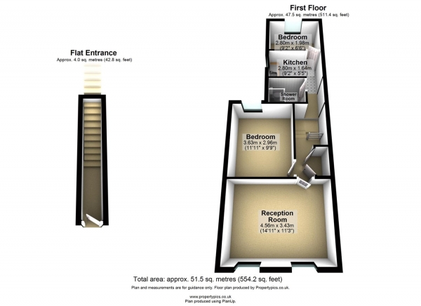 Floor Plan Image for 1 Bedroom Flat for Sale in Church Road, Manor Park, London, E12