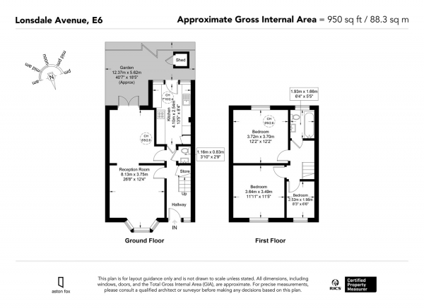 Floor Plan for 3 Bedroom Terraced House for Sale in Lonsdale Avenue, East Ham, London, E6, E6, 3PW - Guide Price &pound475,000