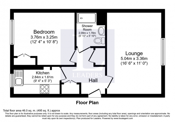 Floor Plan Image for 1 Bedroom Flat to Rent in Falkland Road, Dorking