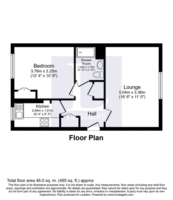 Floor Plan Image for 1 Bedroom Flat to Rent in Falkland Road, Dorking