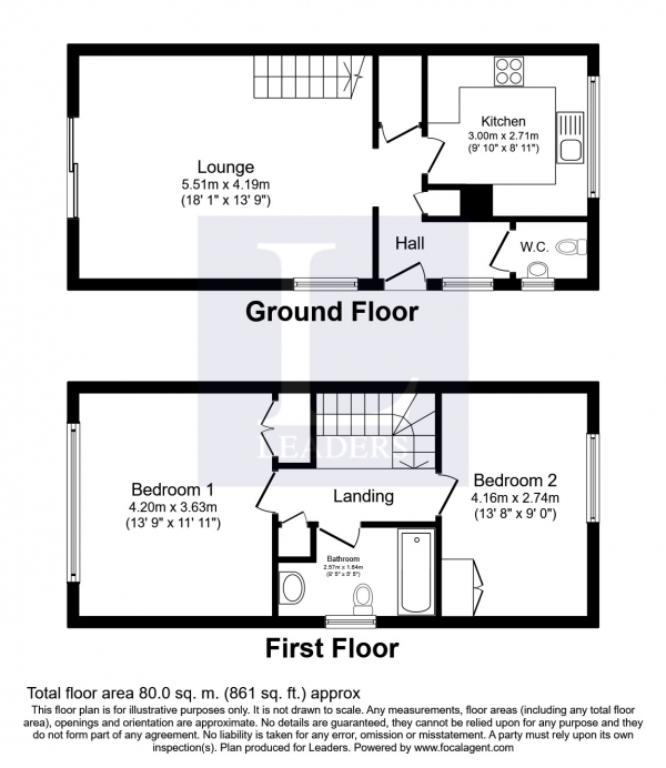 Floor Plan Image for 2 Bedroom Semi-Detached House to Rent in Broomhurst Court, Ridgeway Road, Dorking
