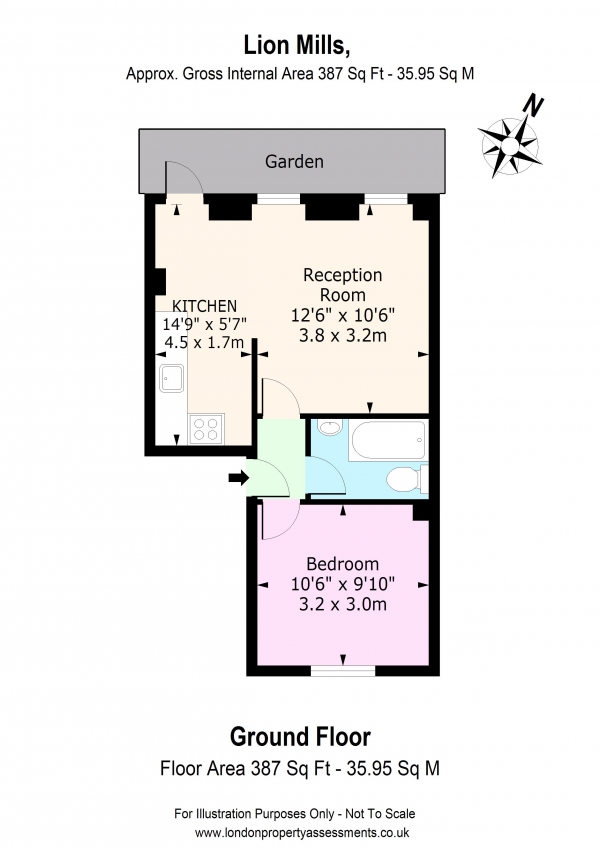 Floor Plan Image for 1 Bedroom Apartment to Rent in Lion Mills, London, E2