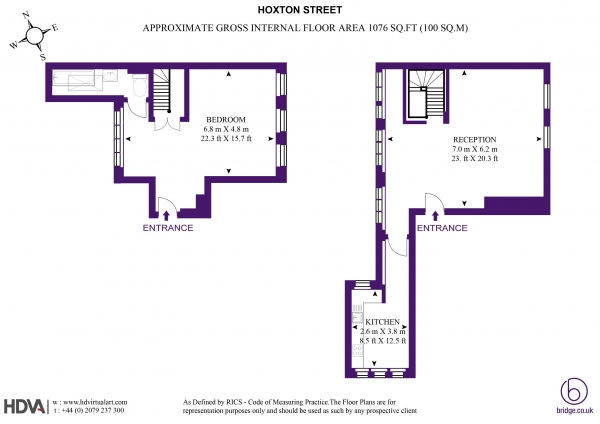 Floor Plan for 1 Bedroom Apartment to Rent in Hoxton Street, London N1, N1, 6NL - £600  pw | £2600 pcm