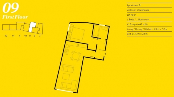 Floor Plan Image for 1 Bedroom Apartment to Rent in Theatre Place, New Cross, SE14