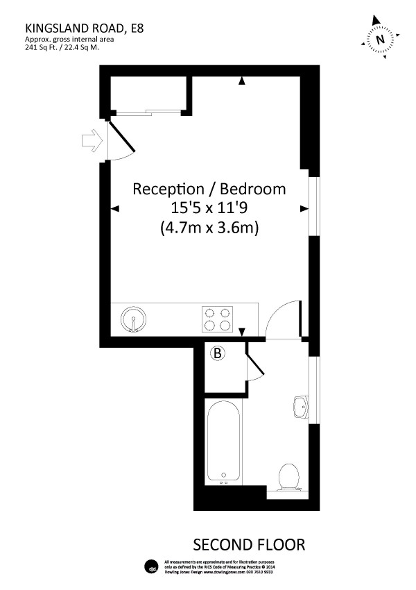 Floor Plan Image for Studio Flat to Rent in Kingsland Road, Dalston, E8