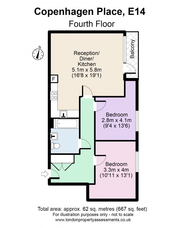 Floor Plan Image for 2 Bedroom Apartment to Rent in Carmine Wharf, Limehouse, E14