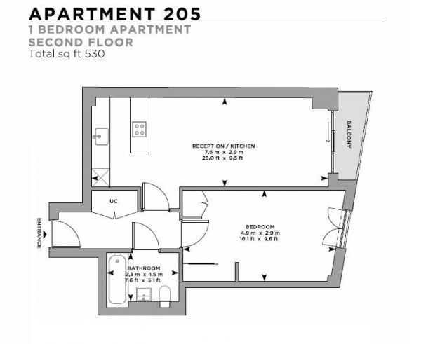 Floor Plan Image for 1 Bedroom Apartment to Rent in Calvin Street, Spitalfields, E1