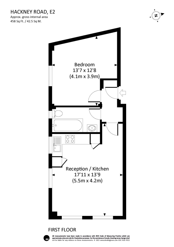 Floor Plan Image for 1 Bedroom Apartment to Rent in Hackney Road, Shoreditch, E2