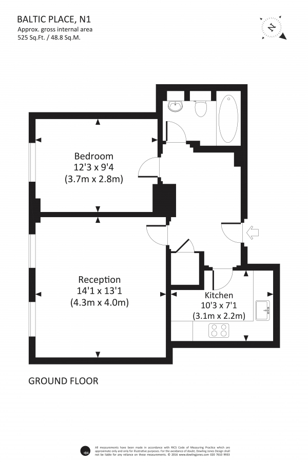 Floor Plan Image for 1 Bedroom Apartment for Sale in Baltic Place, London, N1