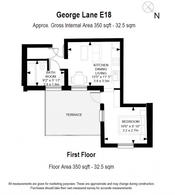 Floor Plan Image for 1 Bedroom Apartment for Sale in Flat 3 George Lane Apartments