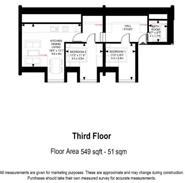 Floor Plan Image for 1 Bedroom Apartment for Sale in Flat 4 George Lane Apartments