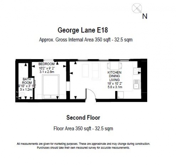 Floor Plan Image for 1 Bedroom Apartment for Sale in Flat 8 George Lane Apartments