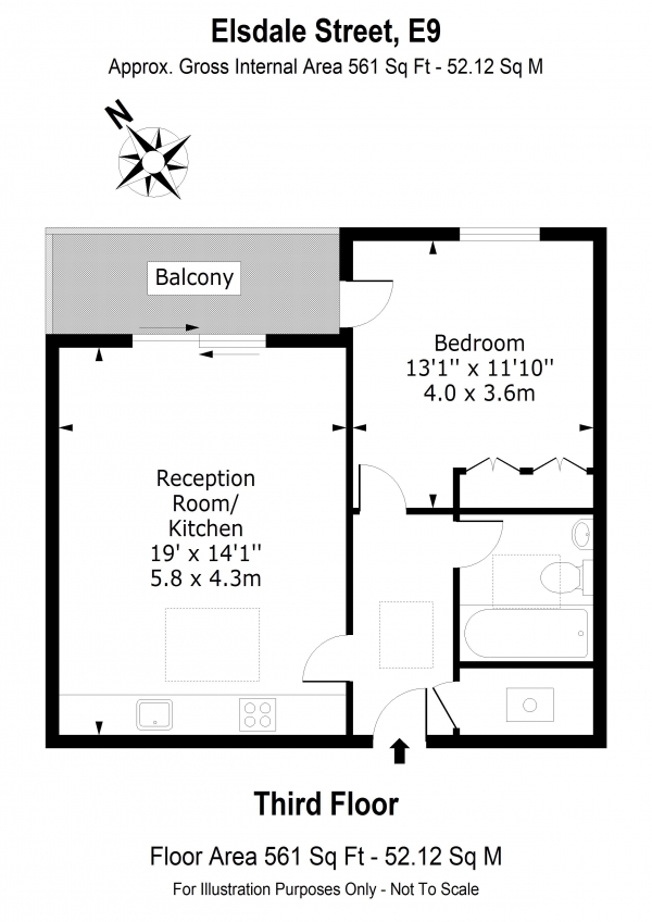 Floor Plan Image for 1 Bedroom Apartment for Sale in 7 Zinc Haus, 28 Elsdale Street, E9