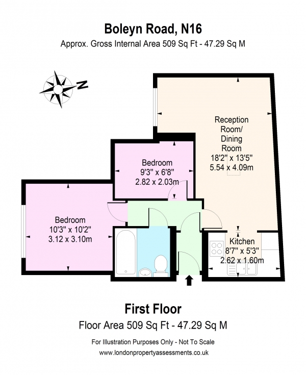 Floor Plan Image for 2 Bedroom Apartment to Rent in Boleyn Road, Dalston, N16