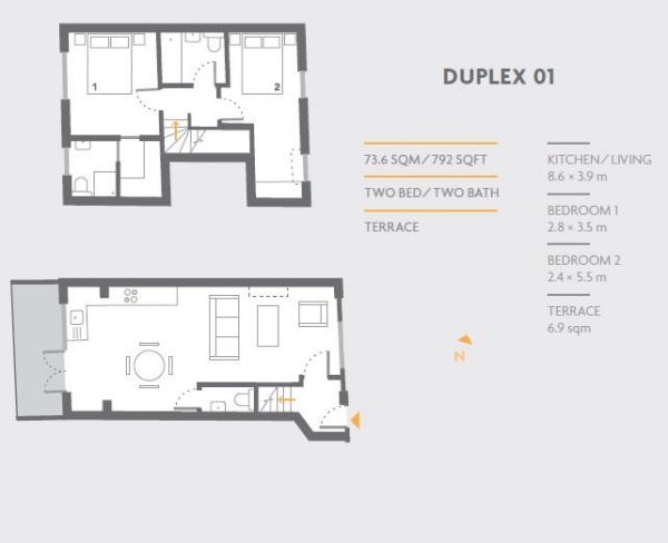 Floor Plan Image for 2 Bedroom Duplex for Sale in Ansell Lofts, Wanstead, E11