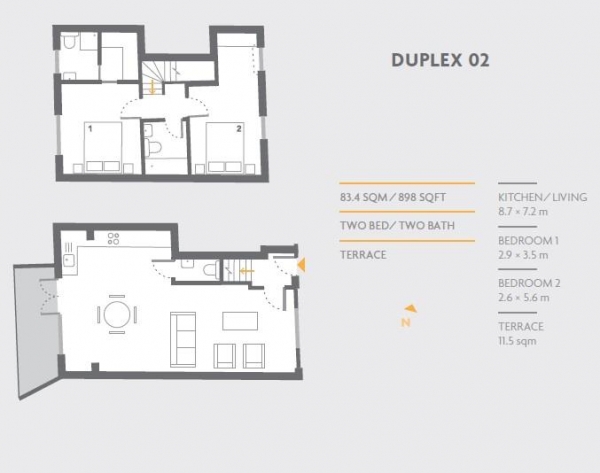 Floor Plan Image for 2 Bedroom Duplex for Sale in 2a Ansell House, Church Path, E11