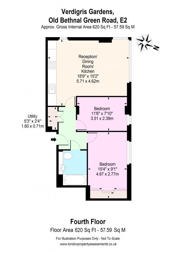 Floor Plan Image for 2 Bedroom Apartment for Sale in Verdigris Gardens, London, E2