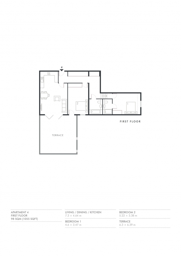 Floor Plan Image for 2 Bedroom Apartment for Sale in Post House Apartments, Woodford Green