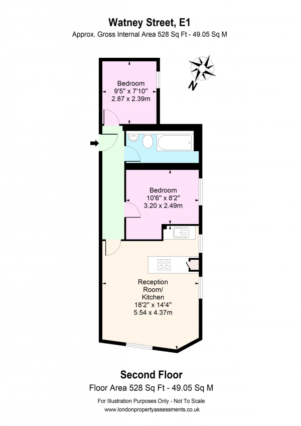 Floor Plan for 2 Bedroom Apartment to Rent in Watney Street, London, E1, E1, 2QE - £345  pw | £1495 pcm