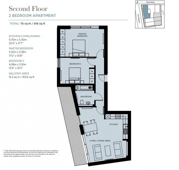 Floor Plan Image for 2 Bedroom Apartment for Sale in 5 Douro Place, E3