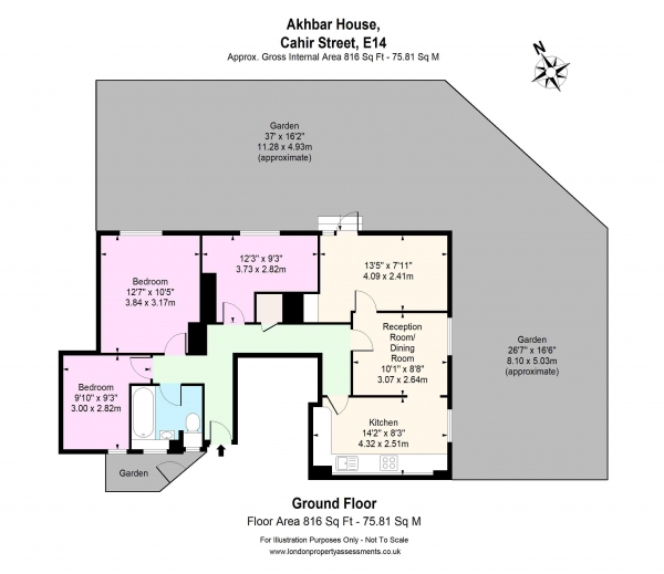 Floor Plan Image for 4 Bedroom Apartment to Rent in Cahir Street, London, E14