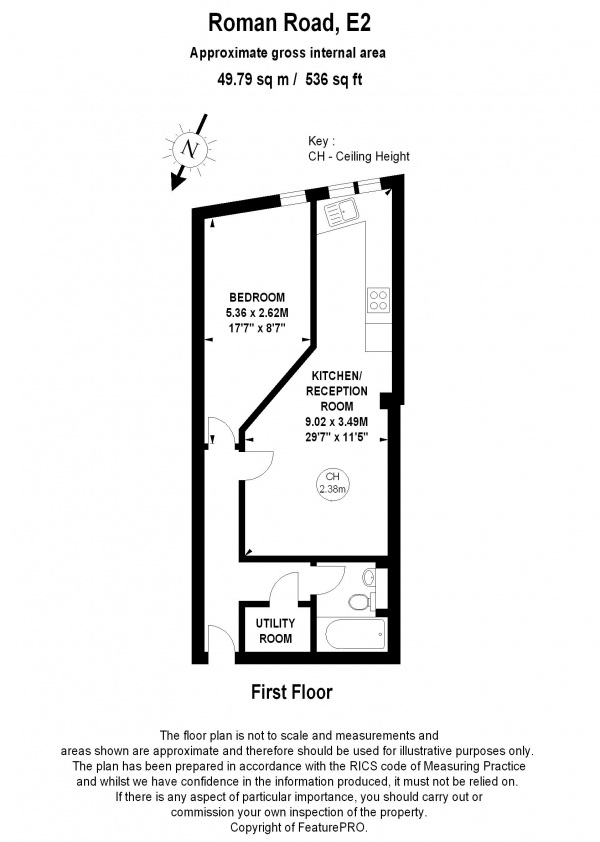 Floor Plan Image for 1 Bedroom Apartment to Rent in Roman Road, E2