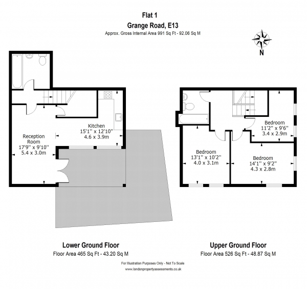 Floor Plan for 3 Bedroom Apartment for Sale in Apt 1, Grange Road, E13, E13, 0HB -  &pound499,999