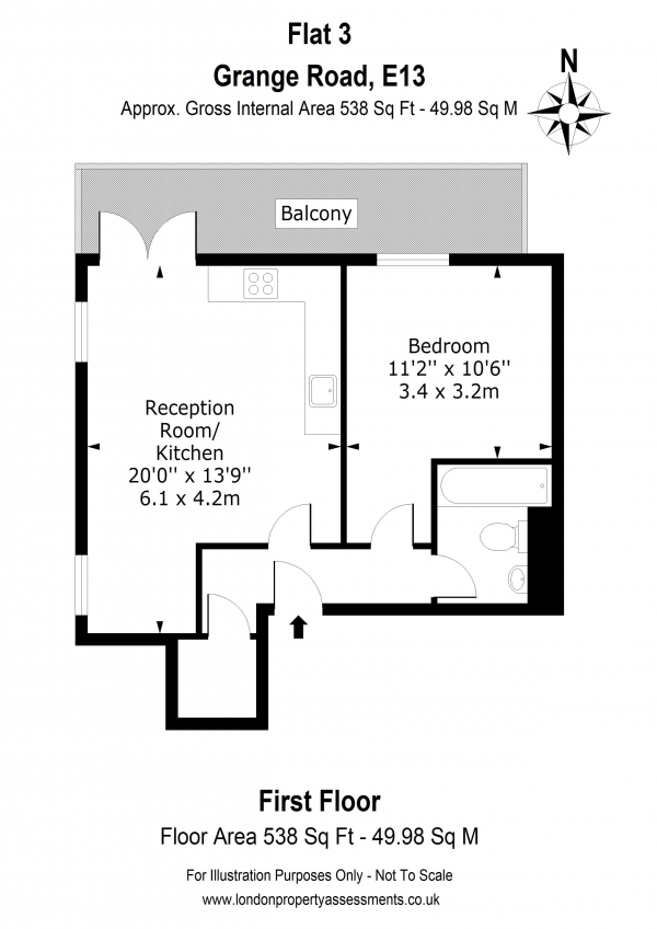 Floor Plan Image for 1 Bedroom Apartment for Sale in Apt 3, Grange Road, E13