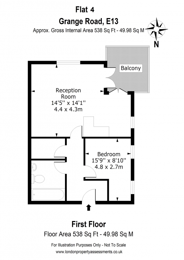 Floor Plan Image for 1 Bedroom Apartment for Sale in Apt 4, Grange Road, E13